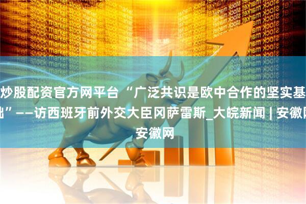 炒股配资官方网平台 “广泛共识是欧中合作的坚实基础”——访西班牙前外交大臣冈萨雷斯_大皖新闻 | 安徽网