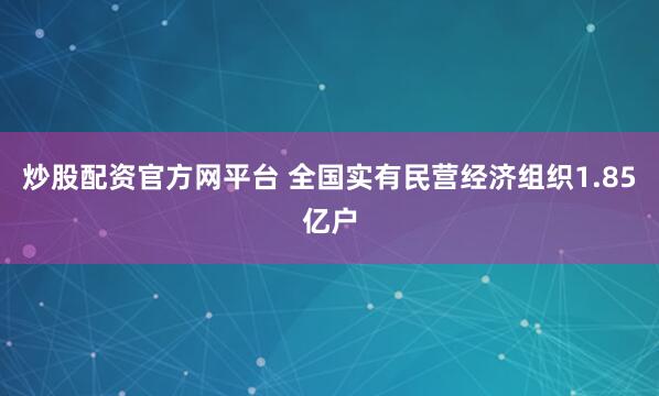 炒股配资官方网平台 全国实有民营经济组织1.85亿户