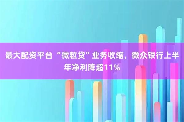 最大配资平台 “微粒贷”业务收缩，微众银行上半年净利降超11%